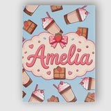 Personalised Name Cute Chocolate Strawberry Custom  Bespoke Interior Contemporary Canvas Wall Art Print Decor Picture Ready to Hang