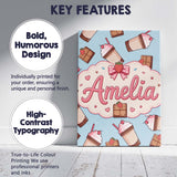 Personalised Name Cute Chocolate Strawberry Custom  Bespoke Interior Contemporary Canvas Wall Art Print Decor Picture Ready to Hang