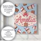 Personalised Name Cute Chocolate Strawberry Custom  Bespoke Interior Contemporary Canvas Wall Art Print Decor Picture Ready to Hang