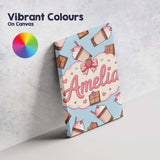 Personalised Name Cute Chocolate Strawberry Custom  Bespoke Interior Contemporary Canvas Wall Art Print Decor Picture Ready to Hang
