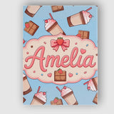 Personalised Name Cute Chocolate Strawberry Custom  Bespoke Interior Contemporary Canvas Wall Art Print Decor Picture Ready to Hang