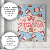 Personalised Name Cute Chocolate Strawberry Custom  Bespoke Interior Contemporary Canvas Wall Art Print Decor Picture Ready to Hang