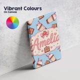 Personalised Name Cute Chocolate Strawberry Custom  Bespoke Interior Contemporary Canvas Wall Art Print Decor Picture Ready to Hang