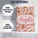 Personalised Name Cute Chocolate Strawberry Custom  Bespoke Interior Contemporary Canvas Wall Art Print Decor Picture Ready to Hang