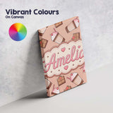 Personalised Name Cute Chocolate Strawberry Custom  Bespoke Interior Contemporary Canvas Wall Art Print Decor Picture Ready to Hang