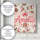 Personalised Name Cute Chocolate Strawberry Custom  Bespoke Interior Contemporary Canvas Wall Art Print Decor Picture Ready to Hang