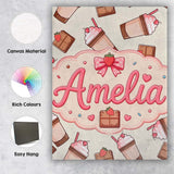 Personalised Name Cute Chocolate Strawberry Custom  Bespoke Interior Contemporary Canvas Wall Art Print Decor Picture Ready to Hang