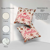 Custom Name Cute Chocolate Strawberry Milkshake Cream Background Square Filled Cushion Throw Pillow Sofa Bed Home Decor Zip Washable UK Made
