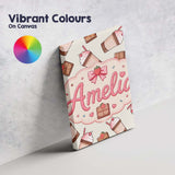 Personalised Name Cute Chocolate Strawberry Custom  Bespoke Interior Contemporary Canvas Wall Art Print Decor Picture Ready to Hang