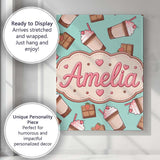 Personalised Name Cute Chocolate Strawberry Custom  Bespoke Interior Contemporary Canvas Wall Art Print Decor Picture Ready to Hang
