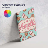 Personalised Name Cute Chocolate Strawberry Custom  Bespoke Interior Contemporary Canvas Wall Art Print Decor Picture Ready to Hang