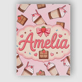 Personalised Name Cute Chocolate Strawberry Custom  Bespoke Interior Contemporary Canvas Wall Art Print Decor Picture Ready to Hang