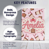 Personalised Name Cute Chocolate Strawberry Custom  Bespoke Interior Contemporary Canvas Wall Art Print Decor Picture Ready to Hang