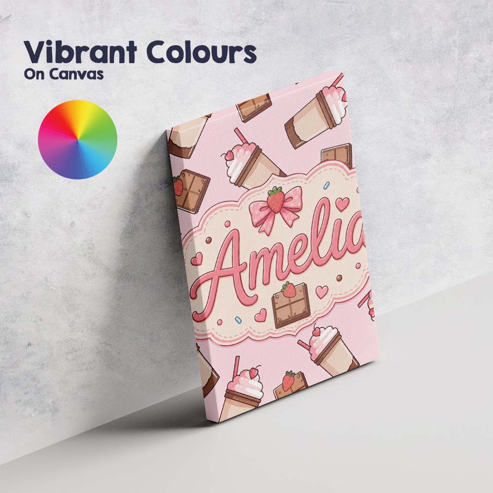 Personalised Name Cute Chocolate Strawberry Custom  Bespoke Interior Contemporary Canvas Wall Art Print Decor Picture Ready to Hang