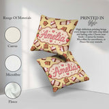 Custom Name Cute Chocolate Strawberry Yellow Background Seamless Square Filled Cushion Throw Pillow Sofa Bed Home Decor Zip Washable UK Made