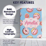 Personalised Name Cute Kawaii Donuts with Custom  Unique Gift Idea Elegant Feature Canvas Wall Art Print Decor Picture Ready to Hang