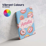 Personalised Name Cute Kawaii Donuts with Custom  Unique Gift Idea Elegant Feature Canvas Wall Art Print Decor Picture Ready to Hang