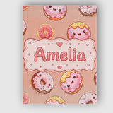 Personalised Name Cute Kawaii Donuts with Custom  Unique Gift Idea Elegant Feature Canvas Wall Art Print Decor Picture Ready to Hang