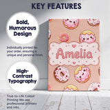 Personalised Name Cute Kawaii Donuts with Custom  Unique Gift Idea Elegant Feature Canvas Wall Art Print Decor Picture Ready to Hang