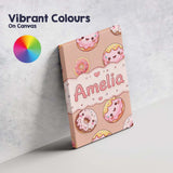 Personalised Name Cute Kawaii Donuts with Custom  Unique Gift Idea Elegant Feature Canvas Wall Art Print Decor Picture Ready to Hang