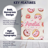 Personalised Name Cute Kawaii Donuts with Custom  Unique Gift Idea Elegant Feature Canvas Wall Art Print Decor Picture Ready to Hang