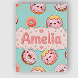 Personalised Name Cute Kawaii Donuts with Custom  Unique Gift Idea Elegant Feature Canvas Wall Art Print Decor Picture Ready to Hang