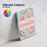 Personalised Name Cute Kawaii Donuts with Custom  Unique Gift Idea Elegant Feature Canvas Wall Art Print Decor Picture Ready to Hang