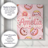 Personalised Name Cute Kawaii Donuts with Custom  Unique Gift Idea Elegant Feature Canvas Wall Art Print Decor Picture Ready to Hang