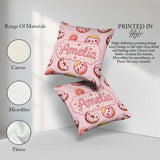 Custom Name Kawaii Donuts with Pink Icing Soft Seamless Pattern Square Filled Cushion Throw Pillow Sofa Bed Home Decor Zip Washable UK Made