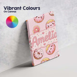 Personalised Name Cute Kawaii Donuts with Custom  Unique Gift Idea Elegant Feature Canvas Wall Art Print Decor Picture Ready to Hang