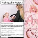 Cute Kawaii Donuts with Pink Icing Soft Background Seamless Pattern  Personalised Custom Name Super Soft Fleece Blanket Bed Sofa Throw