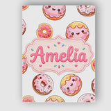 Personalised Name Cute Kawaii Donuts with Custom  Unique Gift Idea Elegant Feature Canvas Wall Art Print Decor Picture Ready to Hang