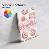 Personalised Name Cute Kawaii Donuts with Custom  Unique Gift Idea Elegant Feature Canvas Wall Art Print Decor Picture Ready to Hang