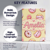 Personalised Name Cute Kawaii Donuts with Custom  Unique Gift Idea Elegant Feature Canvas Wall Art Print Decor Picture Ready to Hang
