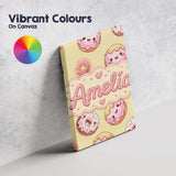 Personalised Name Cute Kawaii Donuts with Custom  Unique Gift Idea Elegant Feature Canvas Wall Art Print Decor Picture Ready to Hang