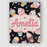 Personalised Name Cute Kawaii Ice Cream Custom  Modern Room Accent Elegant Feature Canvas Wall Art Print Decor Picture Ready to Hang