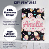 Personalised Name Cute Kawaii Ice Cream Custom  Modern Room Accent Elegant Feature Canvas Wall Art Print Decor Picture Ready to Hang