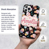 Cute Kawaii Ice Cream Desserts on Printed Design Custom Name Protective Phone Case Mobile Cover Durable Everyday Smartphone Shock Resistant