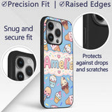 Cute Kawaii Ice Cream Desserts on Blue Background Custom Name Protective Phone Case Mobile Cover Durable Everyday Smartphone Shock Resistant