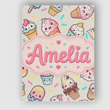 Personalised Name Cute Kawaii Ice Cream Custom  Modern Room Accent Elegant Feature Canvas Wall Art Print Decor Picture Ready to Hang