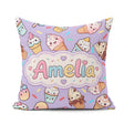 Custom Name Cute Kawaii Ice Cream Desserts on Purple Background Square Filled Cushion Throw Pillow Sofa Bed Home Decor Zip Washable UK Made
