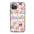 Cute Kawaii Ice Cream Desserts on Pink Background Custom Name Protective Phone Case Mobile Cover Durable Everyday Smartphone Shock Resistant