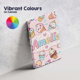 Personalised Name Cute Kawaii Ice Cream Custom  Modern Room Accent Elegant Feature Canvas Wall Art Print Decor Picture Ready to Hang