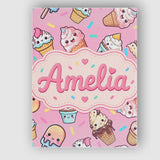 Personalised Name Cute Kawaii Ice Cream Custom  Modern Room Accent Elegant Feature Canvas Wall Art Print Decor Picture Ready to Hang