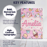 Personalised Name Cute Kawaii Ice Cream Custom  Modern Room Accent Elegant Feature Canvas Wall Art Print Decor Picture Ready to Hang