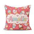 Custom Name Kawaii Ice Cream Desserts on Red Background Seamless Square Filled Cushion Throw Pillow Sofa Bed Home Decor Zip Washable UK Made