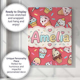 Personalised Name Cute Kawaii Ice Cream Custom  Modern Room Accent Elegant Feature Canvas Wall Art Print Decor Picture Ready to Hang