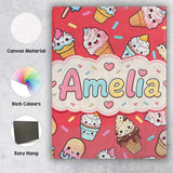 Personalised Name Cute Kawaii Ice Cream Custom  Modern Room Accent Elegant Feature Canvas Wall Art Print Decor Picture Ready to Hang