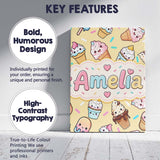 Personalised Name Cute Kawaii Ice Cream Custom  Modern Room Accent Elegant Feature Canvas Wall Art Print Decor Picture Ready to Hang