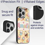 Cute Kawaii Ice Cream Desserts on Printed Design Custom Name Protective Phone Case Mobile Cover Durable Everyday Smartphone Shock Resistant